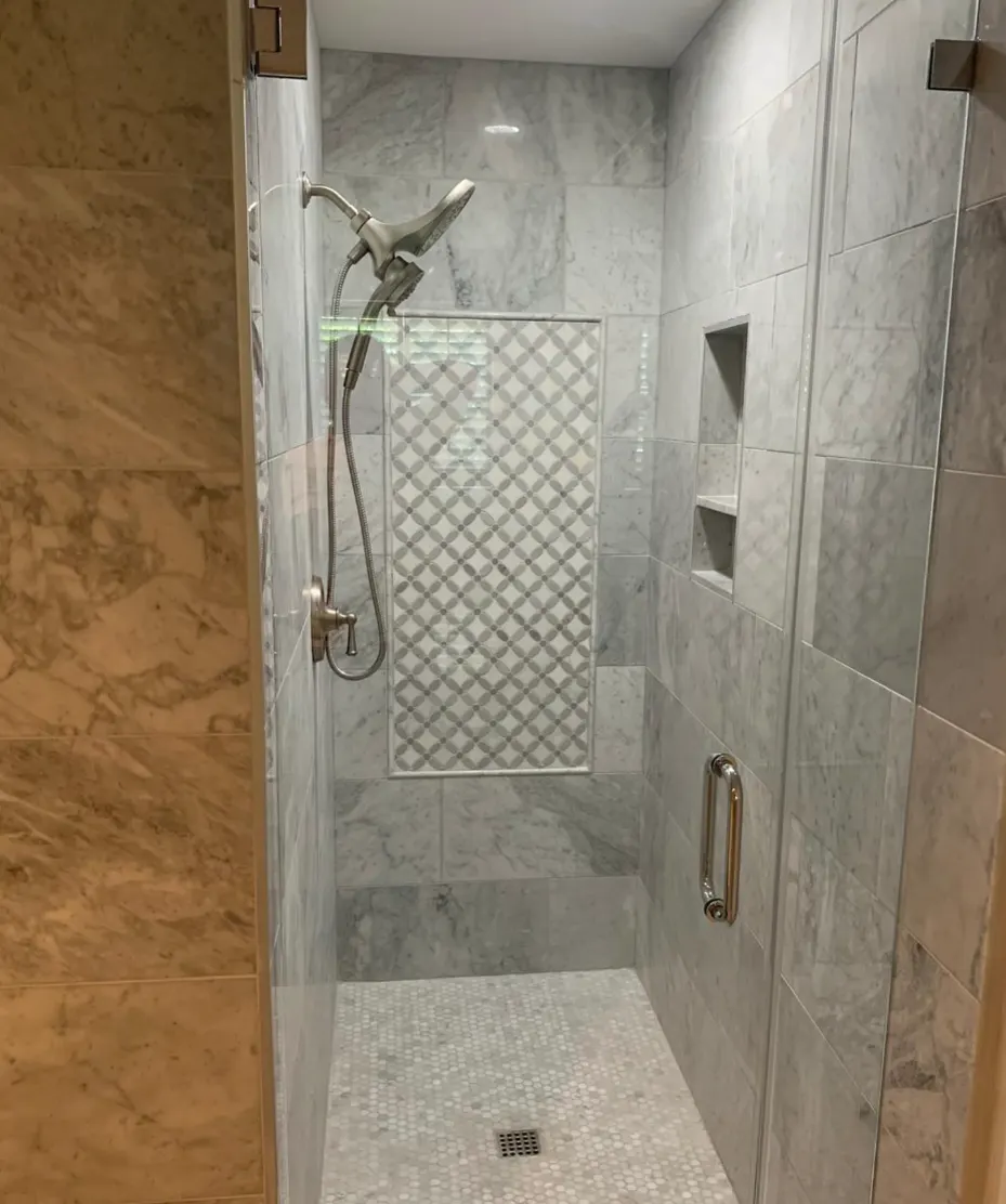 Marble walk-in shower