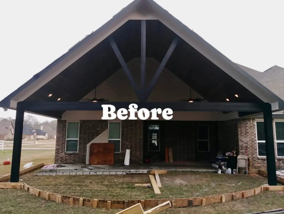 Patio cover built, forms set for the new curved concrete slab