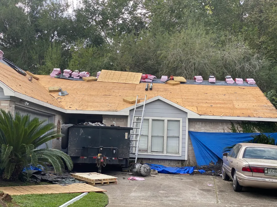 Roof re-deck in progress